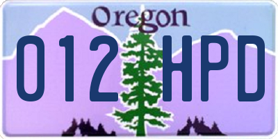 OR license plate 012HPD