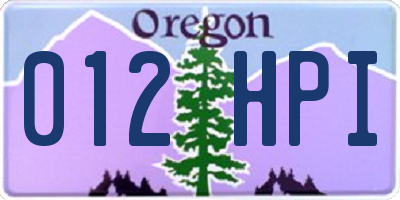 OR license plate 012HPI