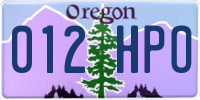 OR license plate 012HPO
