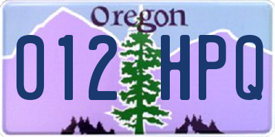 OR license plate 012HPQ