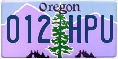 OR license plate 012HPU