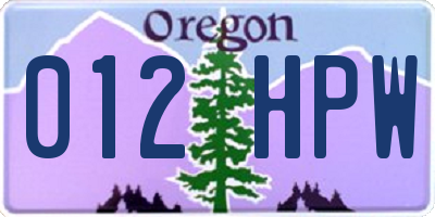 OR license plate 012HPW