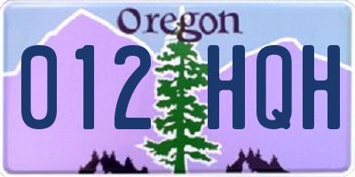 OR license plate 012HQH