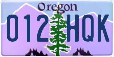 OR license plate 012HQK