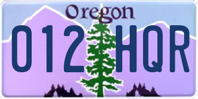 OR license plate 012HQR