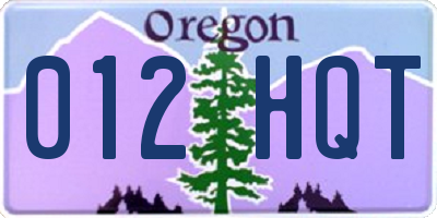 OR license plate 012HQT