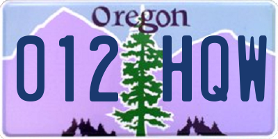 OR license plate 012HQW