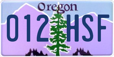 OR license plate 012HSF
