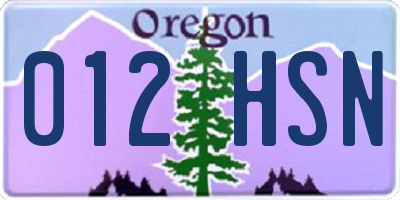 OR license plate 012HSN