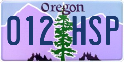 OR license plate 012HSP