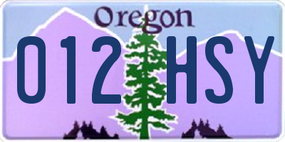 OR license plate 012HSY