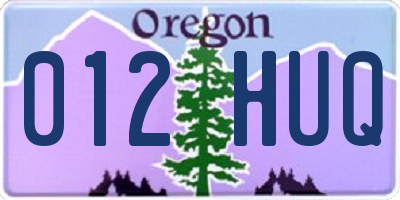 OR license plate 012HUQ