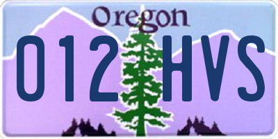 OR license plate 012HVS