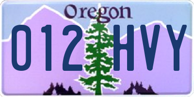OR license plate 012HVY