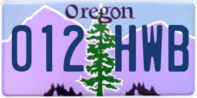 OR license plate 012HWB