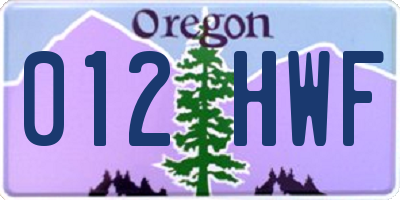 OR license plate 012HWF