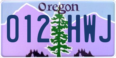 OR license plate 012HWJ