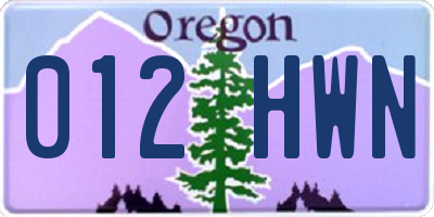 OR license plate 012HWN