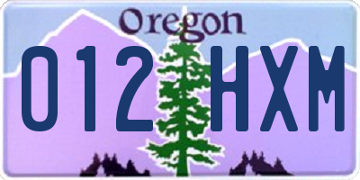 OR license plate 012HXM