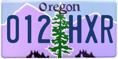 OR license plate 012HXR