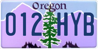 OR license plate 012HYB