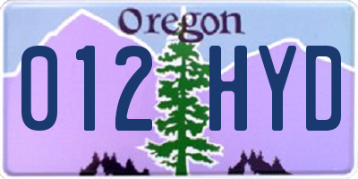 OR license plate 012HYD