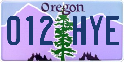OR license plate 012HYE