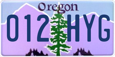 OR license plate 012HYG