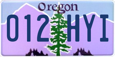 OR license plate 012HYI