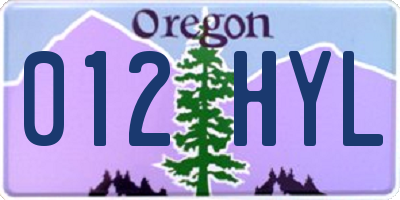 OR license plate 012HYL