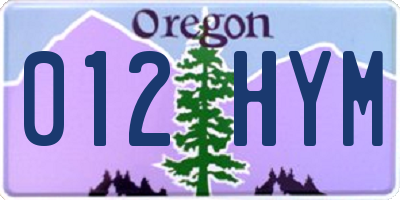 OR license plate 012HYM