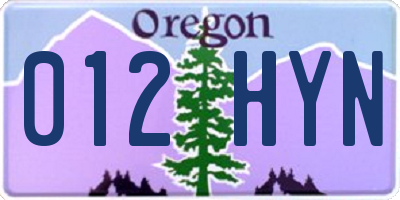 OR license plate 012HYN