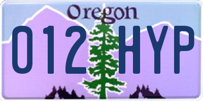 OR license plate 012HYP