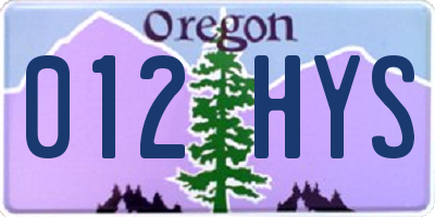 OR license plate 012HYS