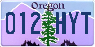 OR license plate 012HYT