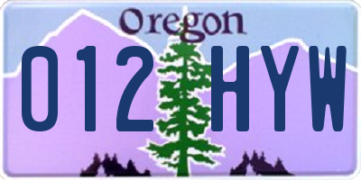 OR license plate 012HYW
