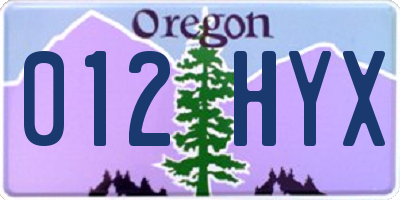 OR license plate 012HYX