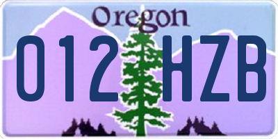 OR license plate 012HZB