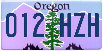 OR license plate 012HZH