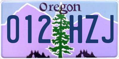 OR license plate 012HZJ