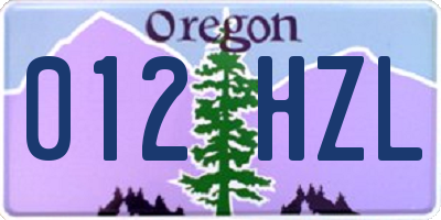 OR license plate 012HZL