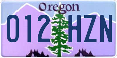OR license plate 012HZN