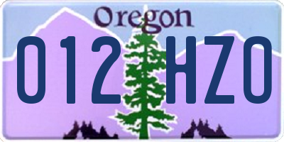 OR license plate 012HZO