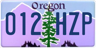 OR license plate 012HZP