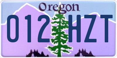 OR license plate 012HZT