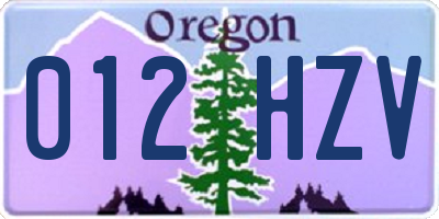 OR license plate 012HZV