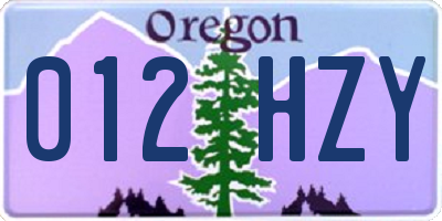 OR license plate 012HZY