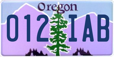 OR license plate 012IAB