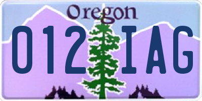 OR license plate 012IAG