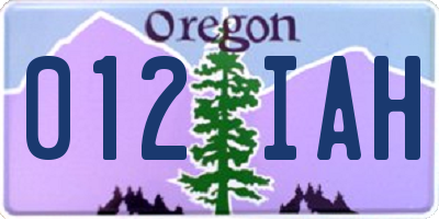 OR license plate 012IAH